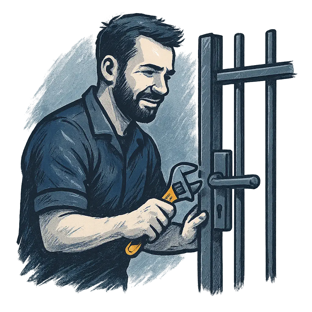 Korlát, kerítés, kapu illusztráció